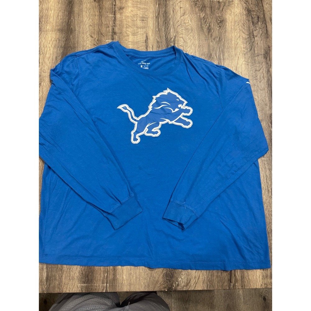 Nike Detroit Lions Long Sleeve Shirt Mens 3XL Blue Graphic Tee 14786023-3XL
